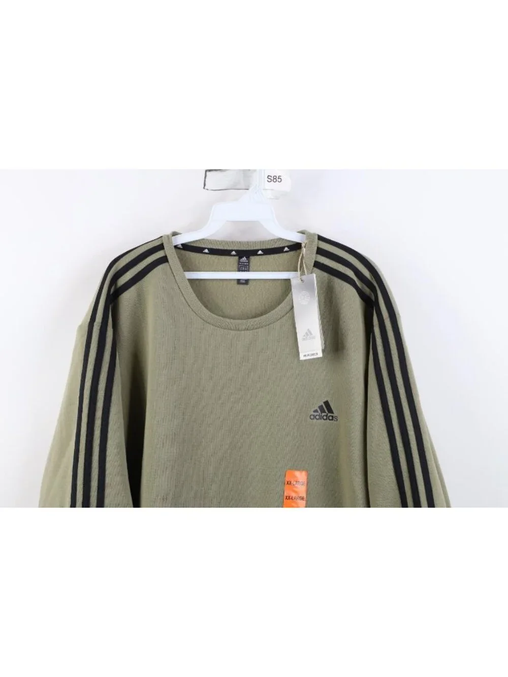 Deadstock Y2K Adidas Mens 2XL XXL Spell Out Striped Crewneck Sweatshirt Green